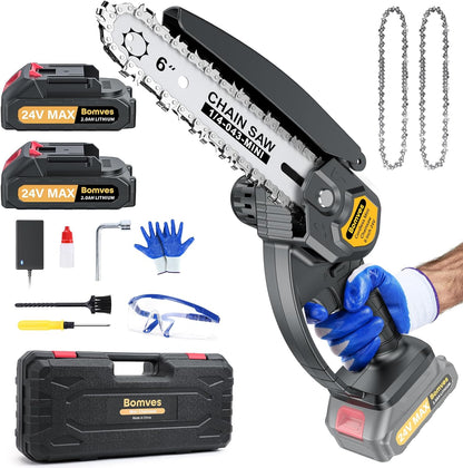 Cordless Mini Chainsaw, 6-INCH Electric Power Chainsaw, Battery Powered