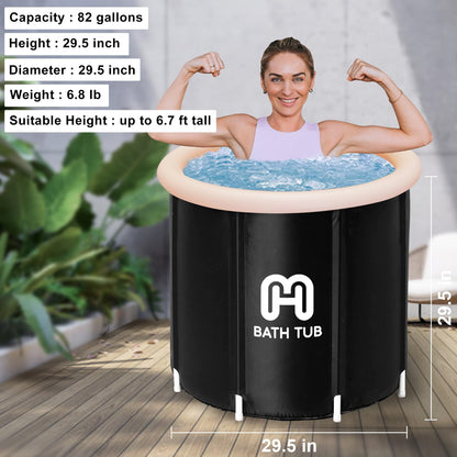 Ice Bath Tub for Recovery, Cold Plunge Tub for Athletes, Portable Ice Bathtub for Adults, Ice Barrel Cold Water Therapy Bath, Freestanding SPA Bathtub(33.5x33.5x31.5 inches)