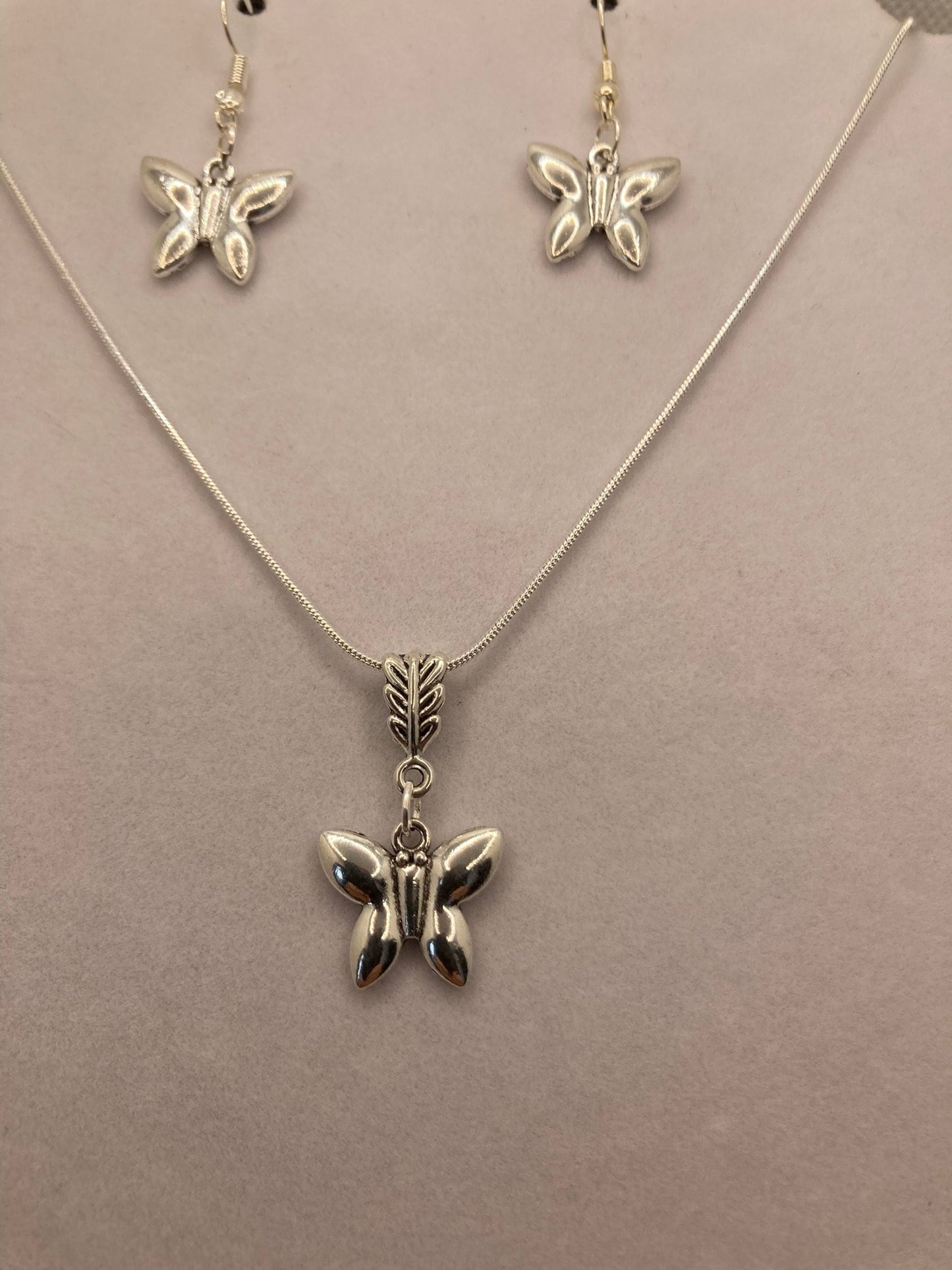 Butterfly Necklace and Earring Set with Specialty Chain, Southwest, Religious and Country Jewelry