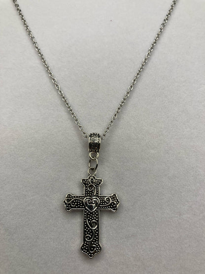 Silver Cross Necklace with Specialty Chain, Southwest, Religious and Country Jewelry