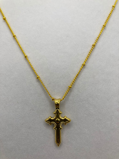 Gold Tone Cross Necklace with Specialty Chain, Southwest, Religious and Country Jewelry Style 3