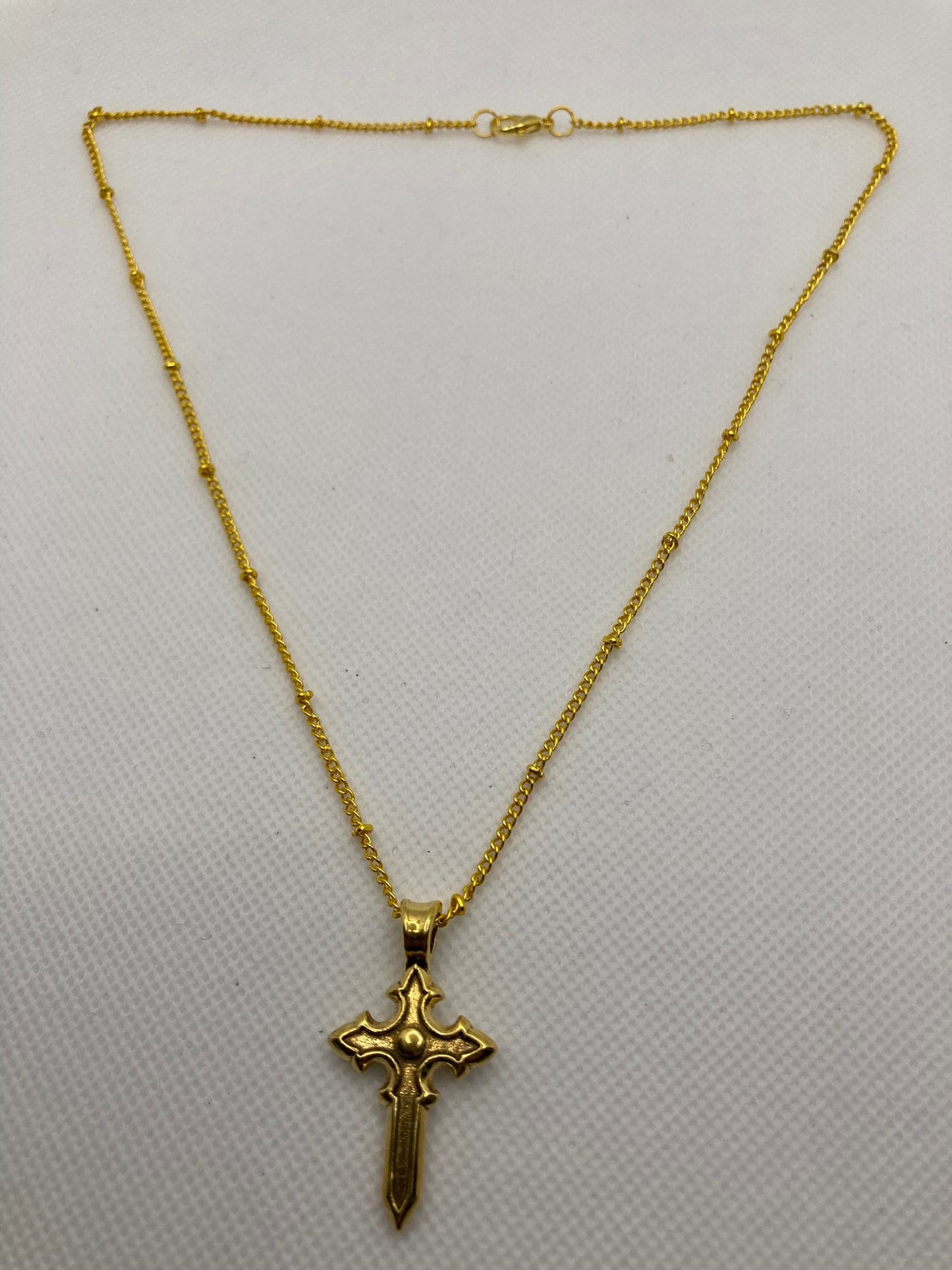 Gold Tone Cross Necklace with Specialty Chain, Southwest, Religious and Country Jewelry Style 3